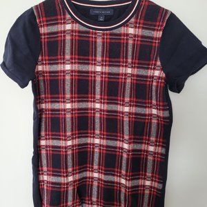 Tommy Hilfiger Plaid short-sleeved sweater size M
